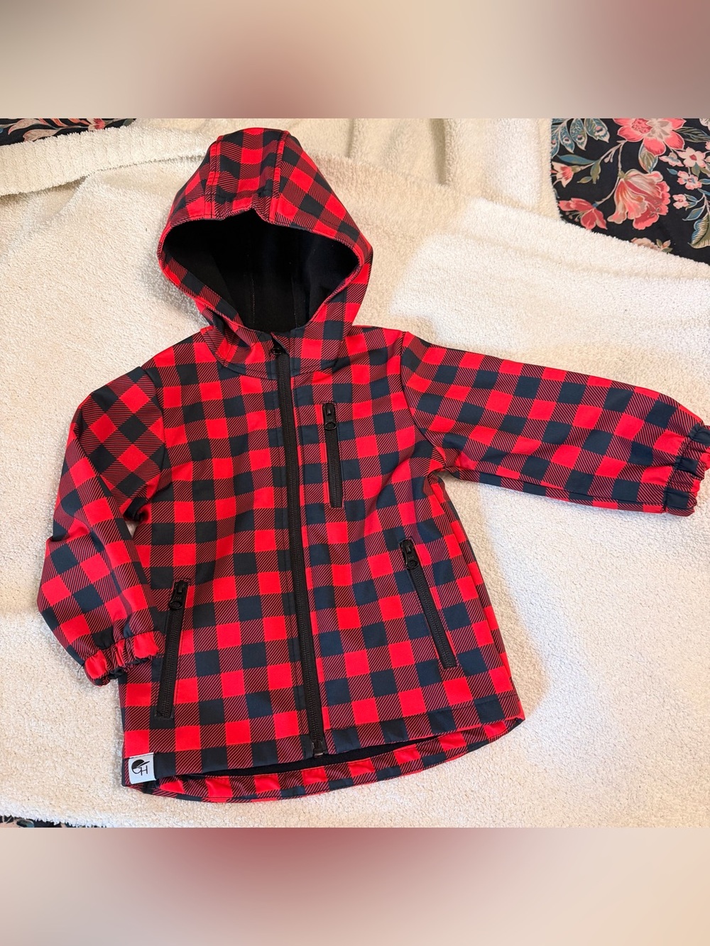 George Hats Red and Black Buffalo Check Hooded Everyday Jacket